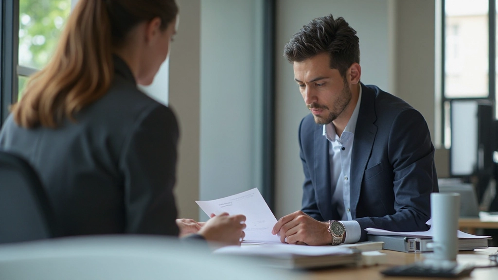 Financial advisor working with client on budgeting strategies in modern office environment